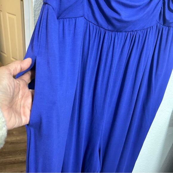 NWT Ava & Viv Strapless or Straps Ruched Jumpsuit Pockets Wide Leg Blue Sz 2X - Picture 6 of 10
